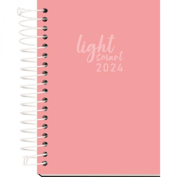 Agenda 2024 Light Smart Espiral PP Rosa Chic 160 Folhas - Kit