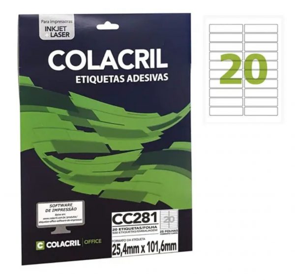 ETIQUETA CC281 20 ETIQ/FOLHA PCT C/25 - COLACRIL