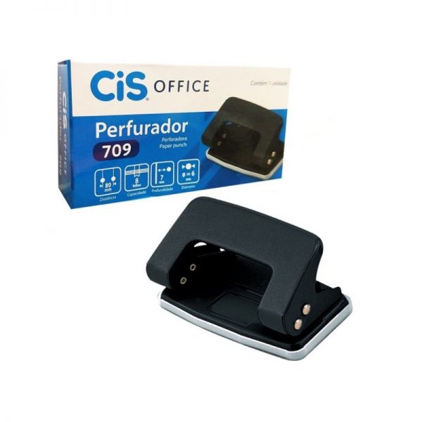 PERFURADOR DE PAPEL METAL CIS 709 PEQ. 2 FUROS SERTIC