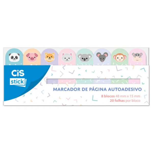 BLOCO MARCADOR DE PAGINA ADESIVO CIS ST0405 8MODELOS DEC. 20FLS BLISTER 55.3440 - SERTIC