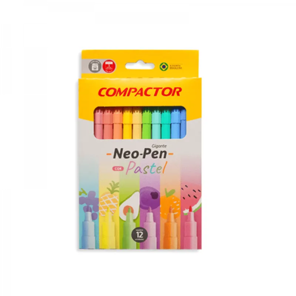 CANETA HIDROGRAFICA NEO PEN GIGANTE 12 CORES PASTEIS 2404000 COMPACTOR@