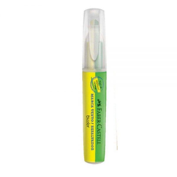 MARCA TEXTO BICOLOR VERDE AMARELO FABER CASTELL