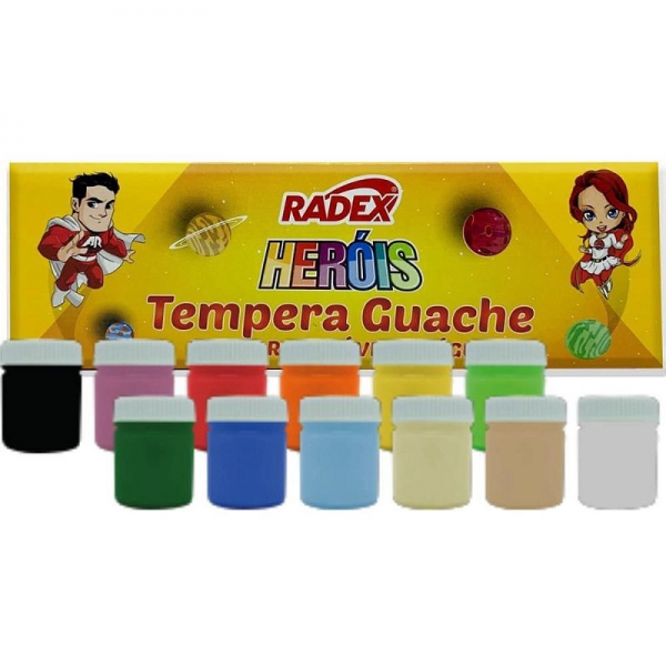 TINTA TEMPERA GUACHE 12 CORES RADEX