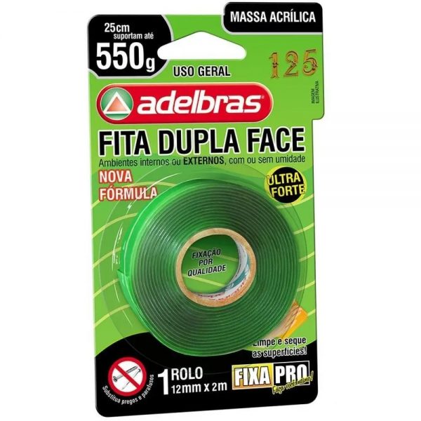 FITA DUPLA FACE FIXA PRO MASSA ACRILIC 12MMX2M 815000030 - ADELBRAS