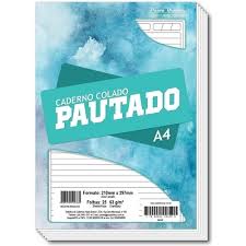 BLOCO FICHARIO BRANCO PAUTADO A4 25FLS 63G COLADO 5-2438-5 - PAUTA BRANCA