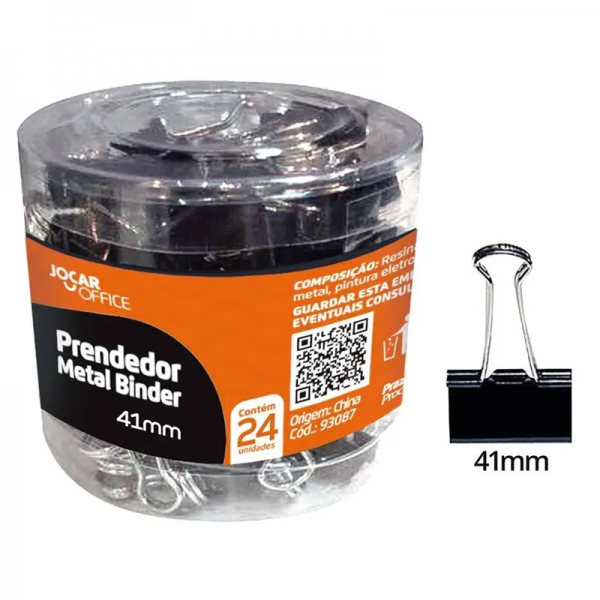 PRENDEDOR DE METAL BINDER PRETO 41MM - JOCAR OFFICE - Imagem 2
