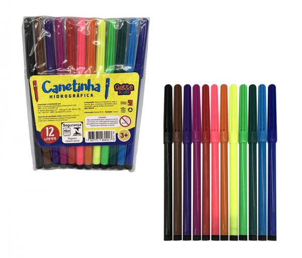 CANETA HIDROGRÁFICA KIDS C/12CORES 10.604 - GATTE KIDS - Imagem 2