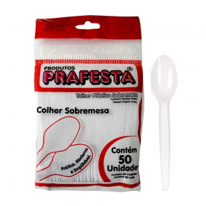 COLHER PLASTICA DESCARTAVEL SOBREMESA CRISTAL PCT C/50 9980 - PRAFESTA