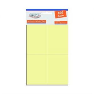 BLOCO DE ANOTACOES ADESIVO 38x51mm C/4 UNI 100 FLS AMARELO BA3801 BRW@