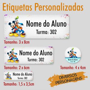 KIT ADESIVO ESCOLAR VINIL PERSONAGENS C/105UN