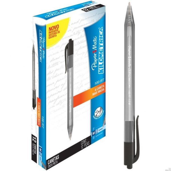 CANETA RETRATIL KILOMETRICA 100 RT 1.0M PRETO - PAPER MATE - Imagem 2