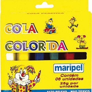 COLAS COLORIDAS ESCOLAR C/06 CORES SORTIDAS 25G ESTOJO 4006 - MARIPEL