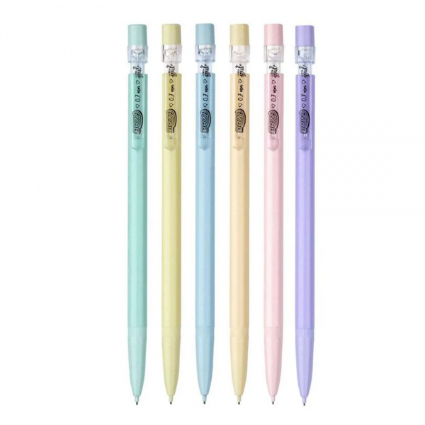 LAPISEIRA 0.7MM PLASTICA CLIP TRANSPARENTE CORES PASTEL LP0711 - BRW