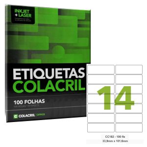 ETIQUETA CC182 14 P/FOLHA PCT C/100 - COLACRIL