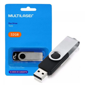 PEN DRIVE 32 GB TWIST PRETO USB 2.0 PD589 MULTILASER