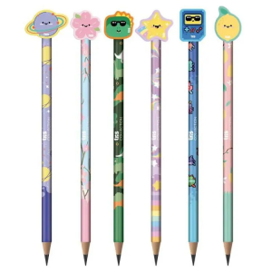 Lápis Fofurices Preto com Borracha Decorada no Topo Tris