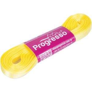 FITA DE CETIM 7MM 10MTS AMARELO CANARIO 242 - PROGRESSO