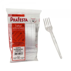 GARFO PLASTICO DESCARTAVEL SOBREMESA CRISTAL PCT C/50 9950 - PRAFESTA