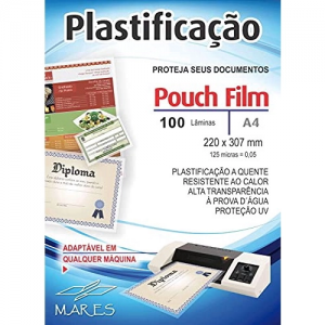 PLASTICO PARA PLASTIFICACAO POUCH FILM A4 220X307 (0,05) UNIDADE - MARES