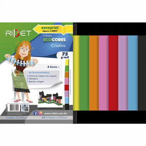 BLOCO PARA EDUCAÇÃO ARTISTICA CRIATIVO A4 8 CORES 75G 32FLS PACOTE 010009 - RIDET