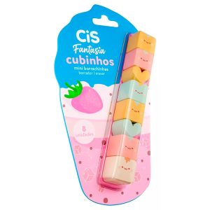 BORRACHA DECORADA CIS CUBINHOS 2 MODELOS 4 CORES BLISTER- SERTIC