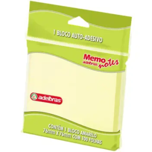 BLOCO ADESIVO POST IT 76X76 AMARELO MEMO NOTES 0812000022 - ADELBRAS
